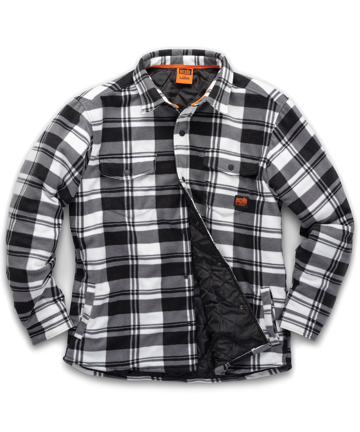 Scruffs Worker padded checked shirt Black/White