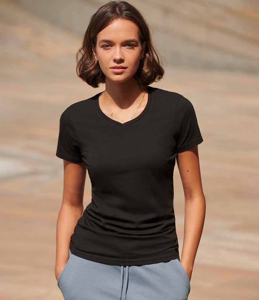 SF Clothing SF Clothing Ladies Feel Good Stretch V Neck T-Shirt Black