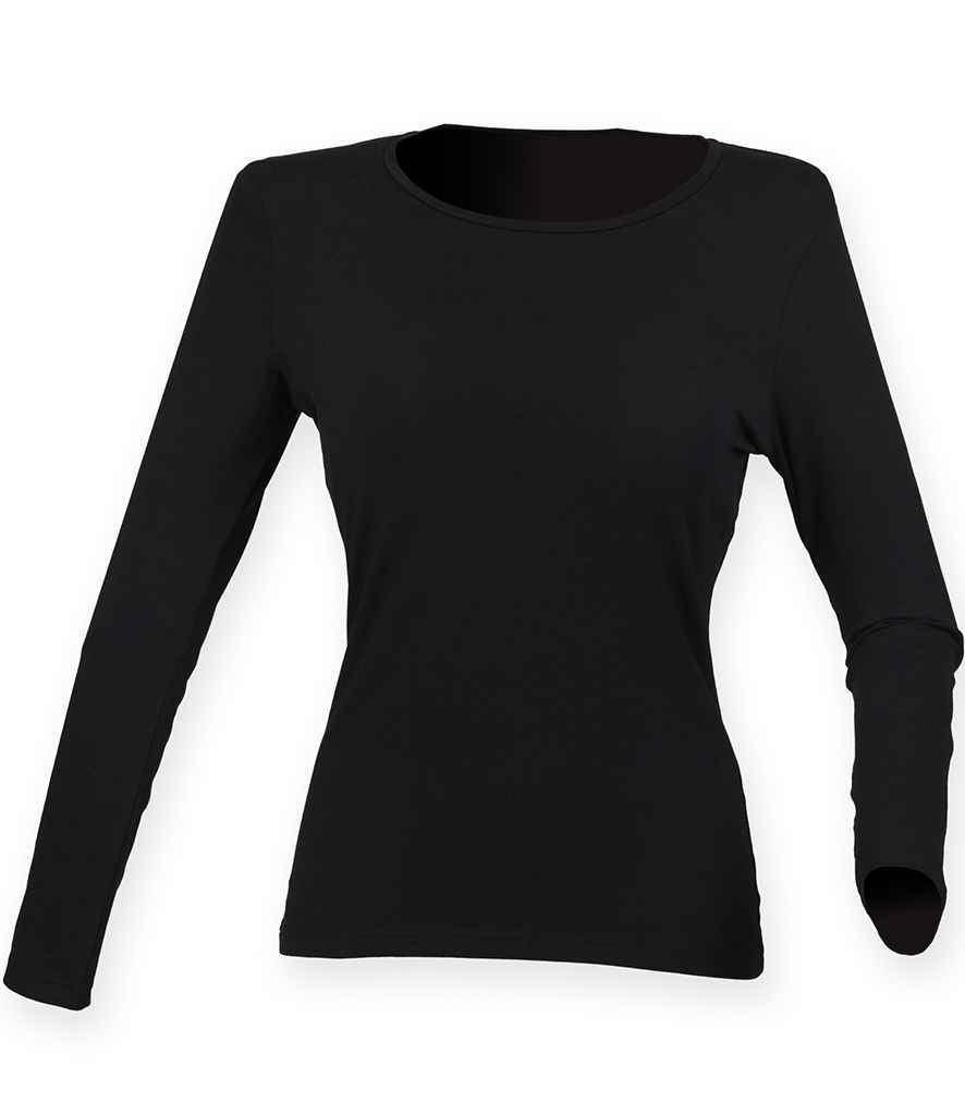 SF Clothing Ladies Feel Good Long Sleeve Stretch T-Shirt in Black