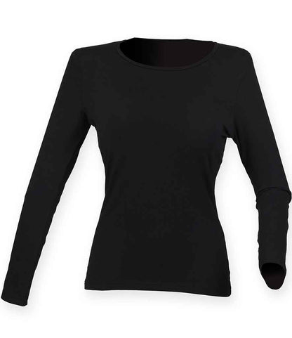 SF Clothing Ladies Feel Good Long Sleeve Stretch T-Shirt in Black