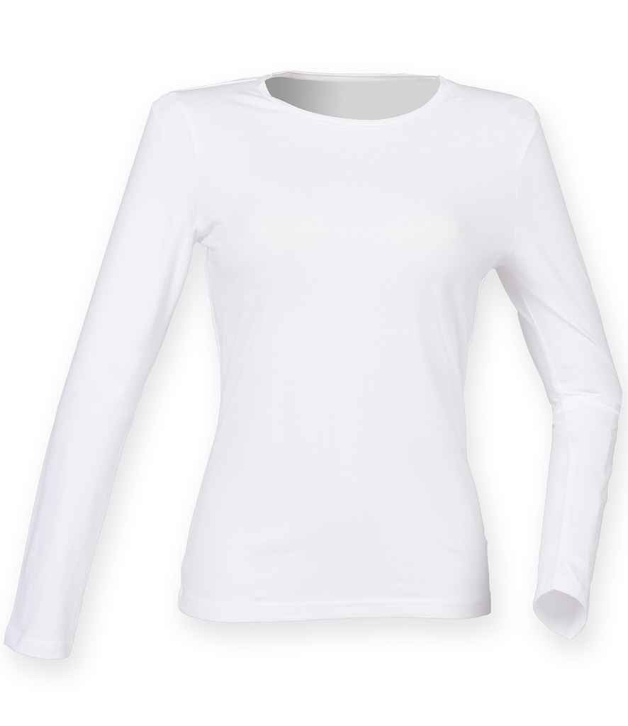 SF Clothing SF Clothing Ladies Feel Good Long Sleeve Stretch T-Shirt White