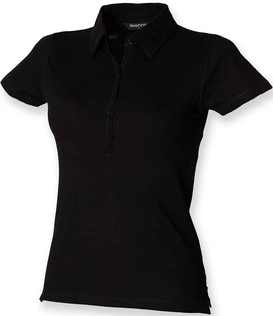 SF Clothing Ladies Stretch Piqué Polo Shirt in Black