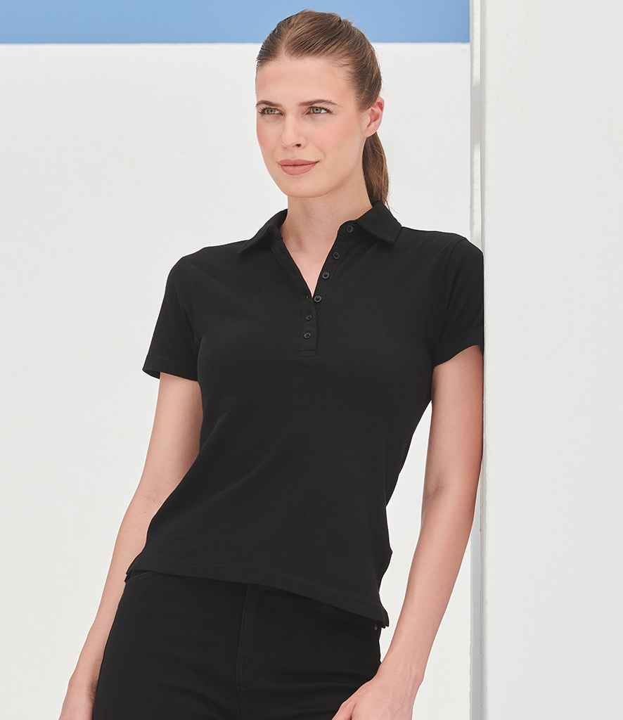 SF Clothing SF Clothing Ladies Stretch Piqué Polo Shirt Black