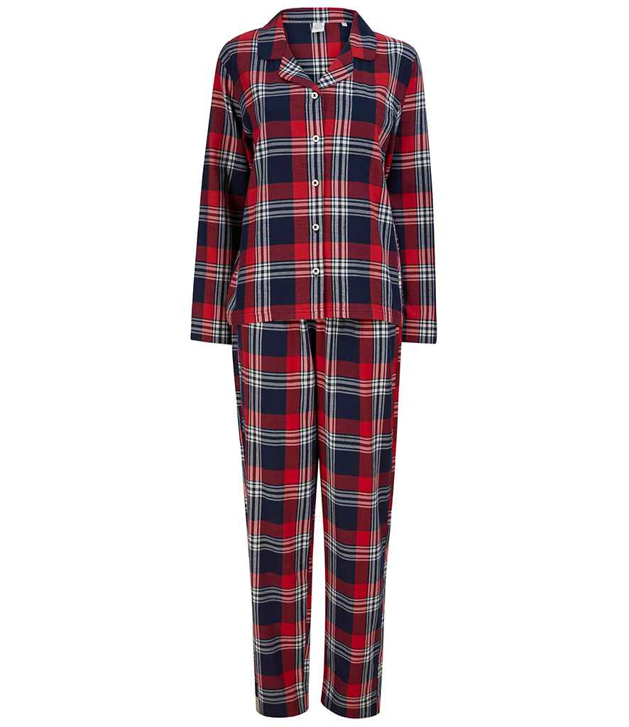 SF Clothing Ladies Tartan Lounge Set in Red/Navy