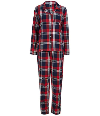 SF Clothing Ladies Tartan Lounge Set in Red/Navy