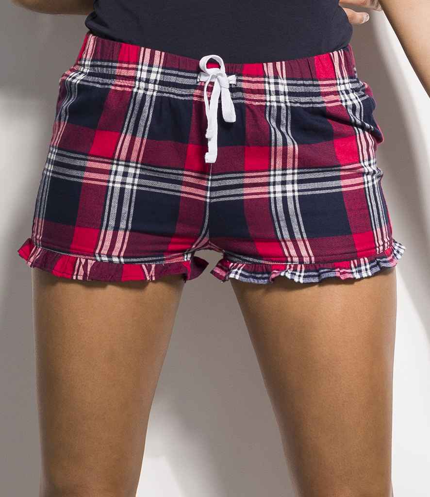 SF Clothing Ladies Tartan Frill Lounge Shorts - model image