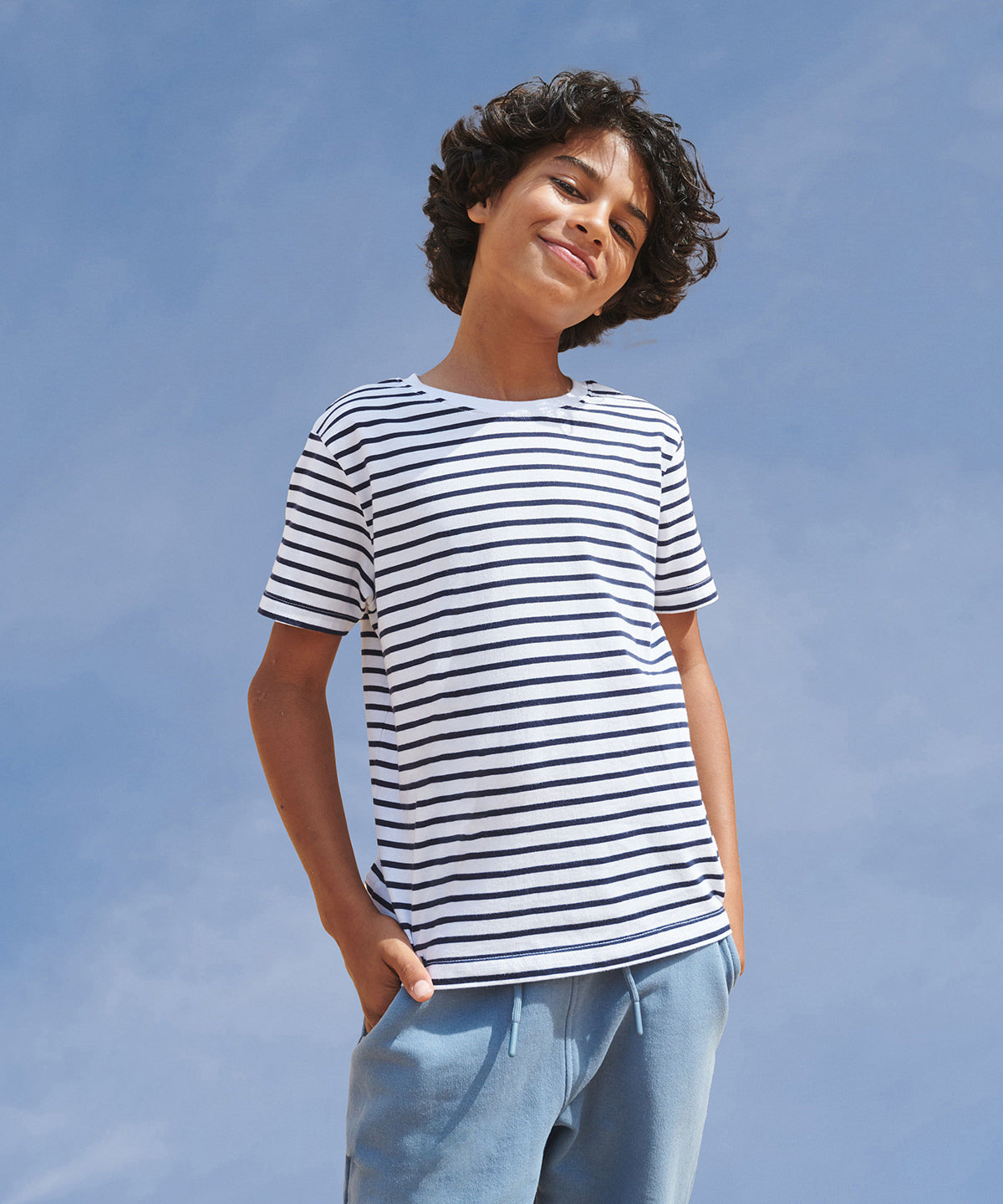 SF Clothing Kids striped T White/Oxford Navy