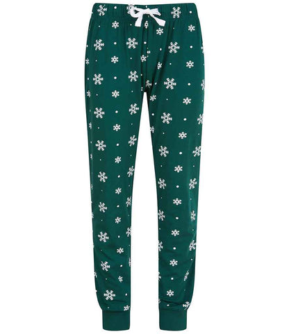 SF Clothing Kids Lounge Pants in Bottle Green/White Snowflakes