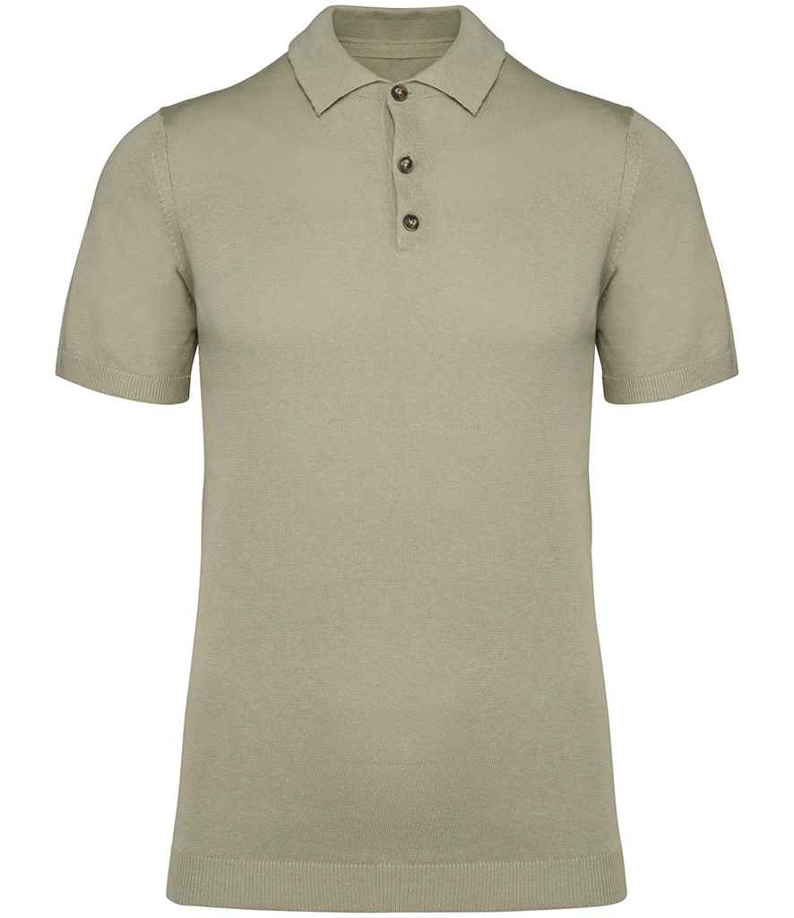 Spasso Knitted Polo Shirt in Almond Green