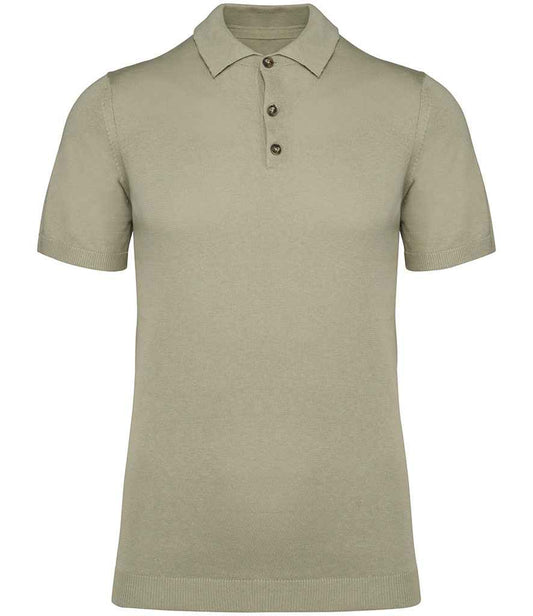 Spasso Knitted Polo Shirt in Almond Green