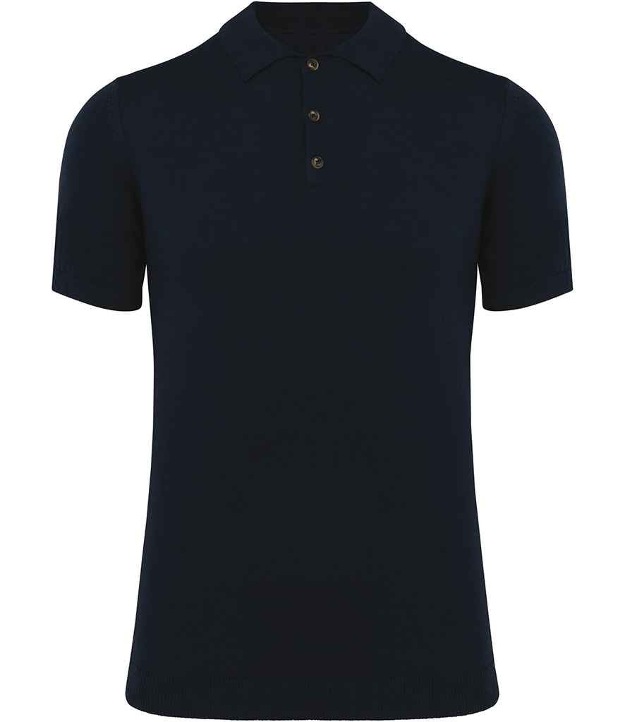 Spasso Knitted Polo Shirt in Navy