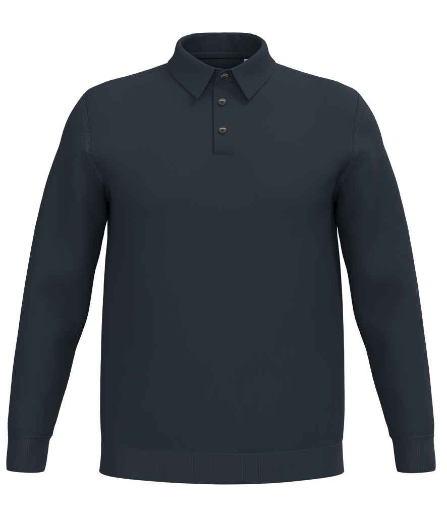 Spasso Knitted Long Sleeve Polo Shirt in Navy