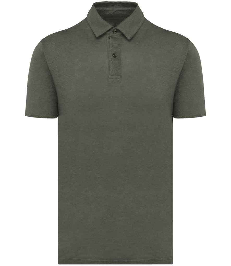 Spasso Knitted Linen Polo Shirt in Organic Khaki