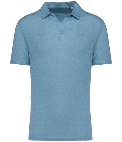 Spasso Linen Polo Shirt in Cool Blue