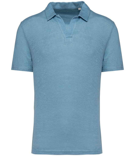 Spasso Linen Polo Shirt in Cool Blue