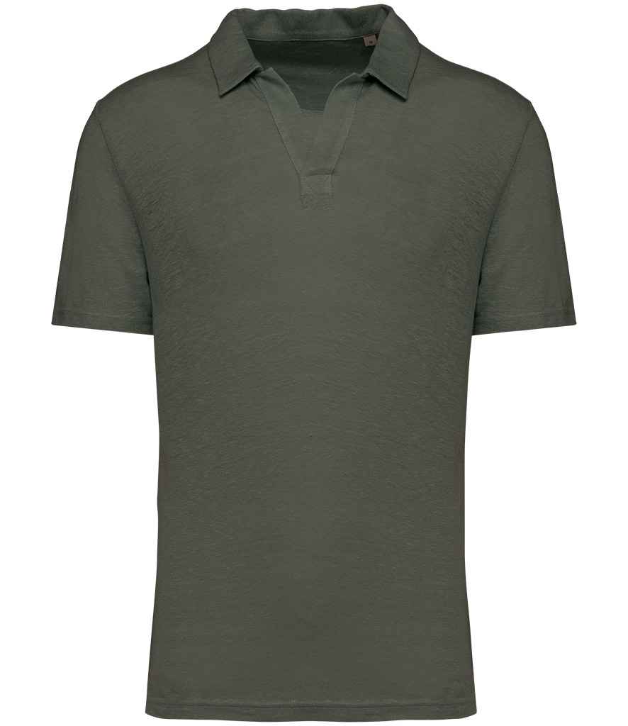 Spasso Linen Polo Shirt in Organic Khaki