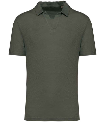 Spasso Linen Polo Shirt in Organic Khaki