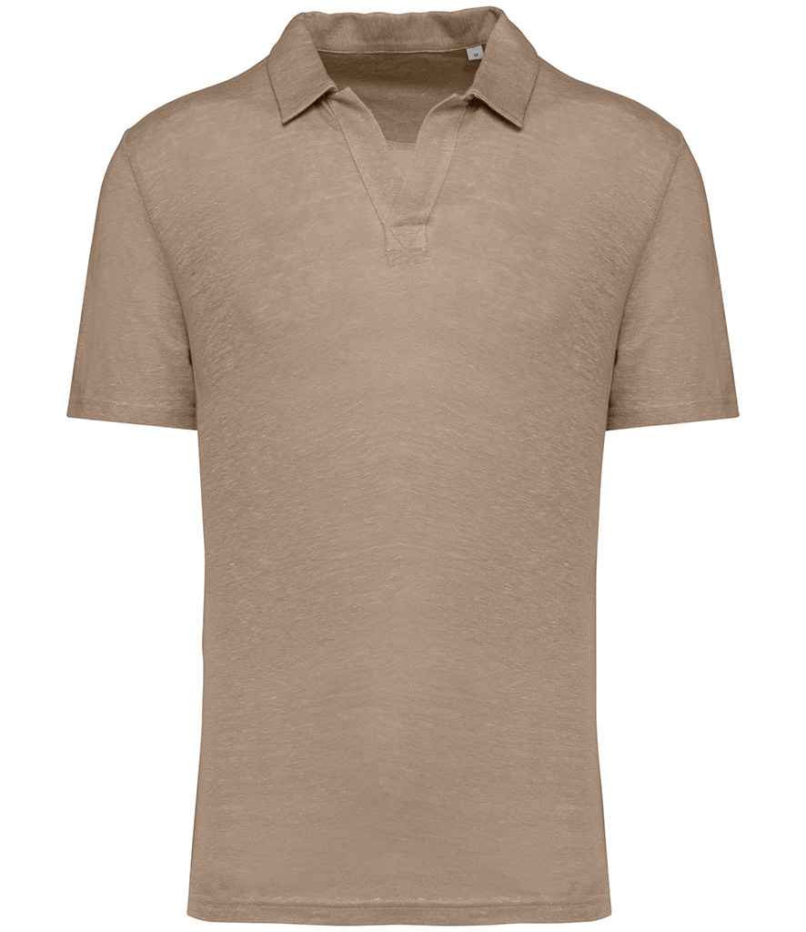 Spasso Linen Polo Shirt in Wet Sand
