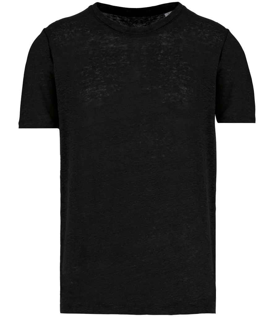 Spasso Crew Neck Linen T-Shirt in Black
