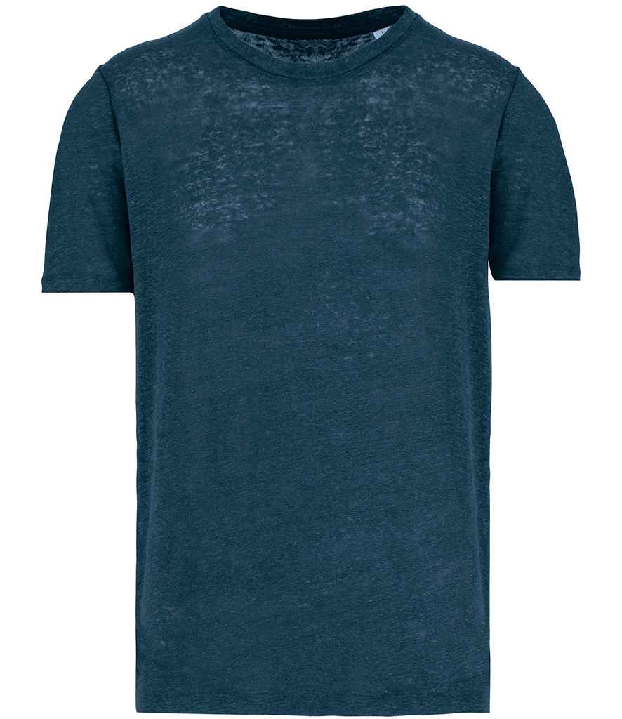Spasso Crew Neck Linen T-Shirt in Peacock Blue