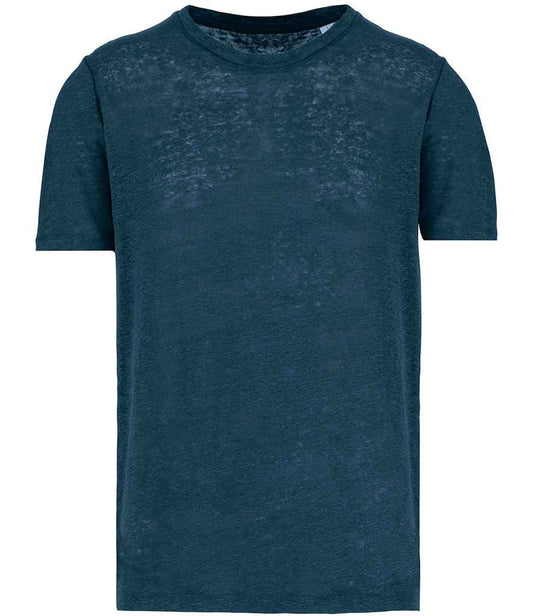 Spasso Crew Neck Linen T-Shirt in Peacock Blue