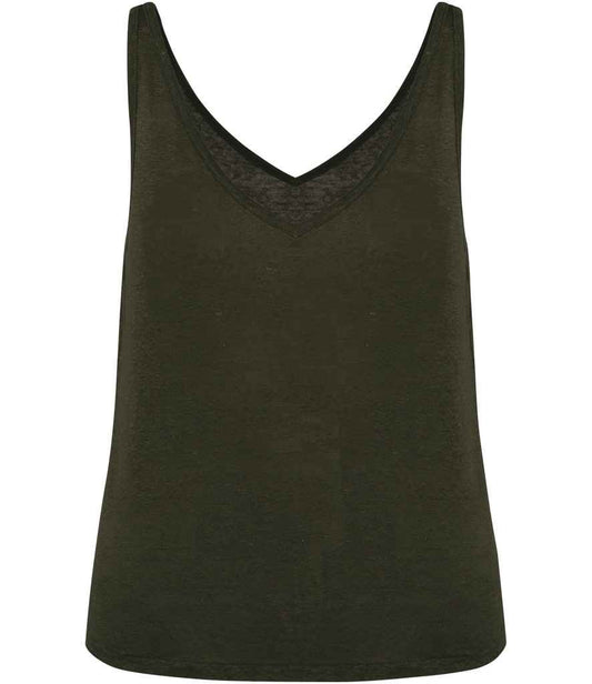 Spasso Ladies Linen Tank Top in Organic Khaki