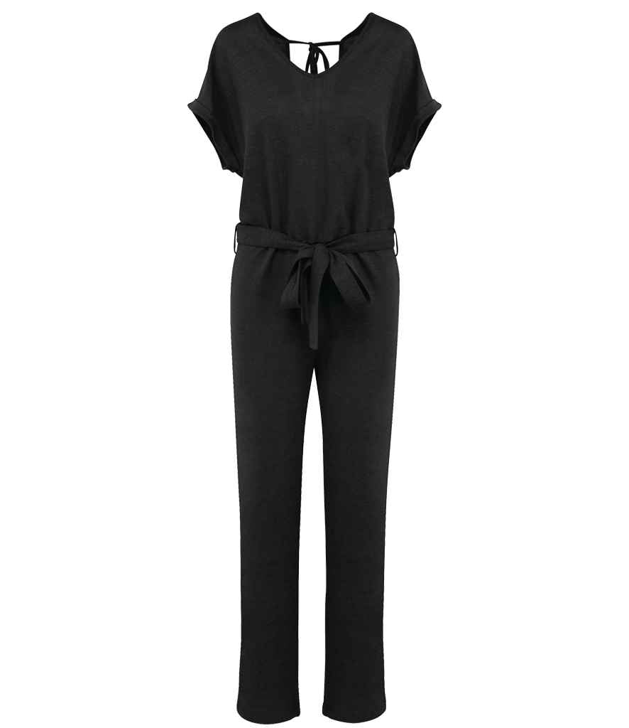 Spasso Ladies Short Sleeve Linen Knit Jumpsuit in Black