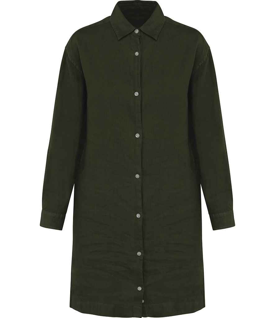 Spasso Ladies Linen Dress Shirt in Organic Khaki