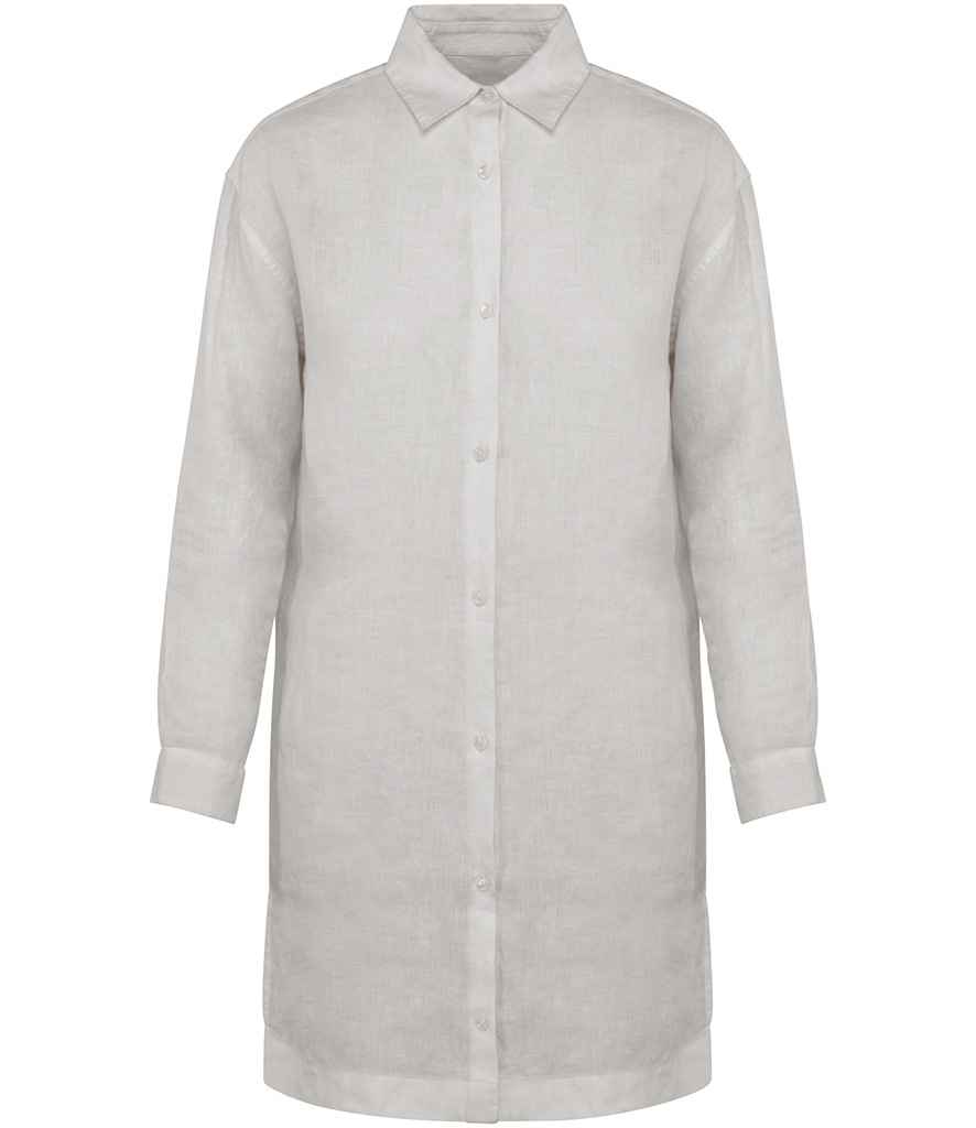 Spasso Ladies Linen Dress Shirt in White
