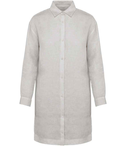 Spasso Ladies Linen Dress Shirt in White