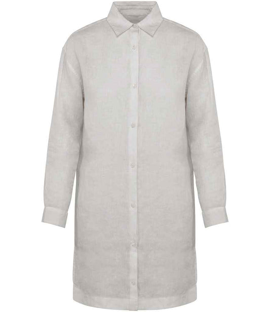 Spasso Ladies Linen Dress Shirt in White