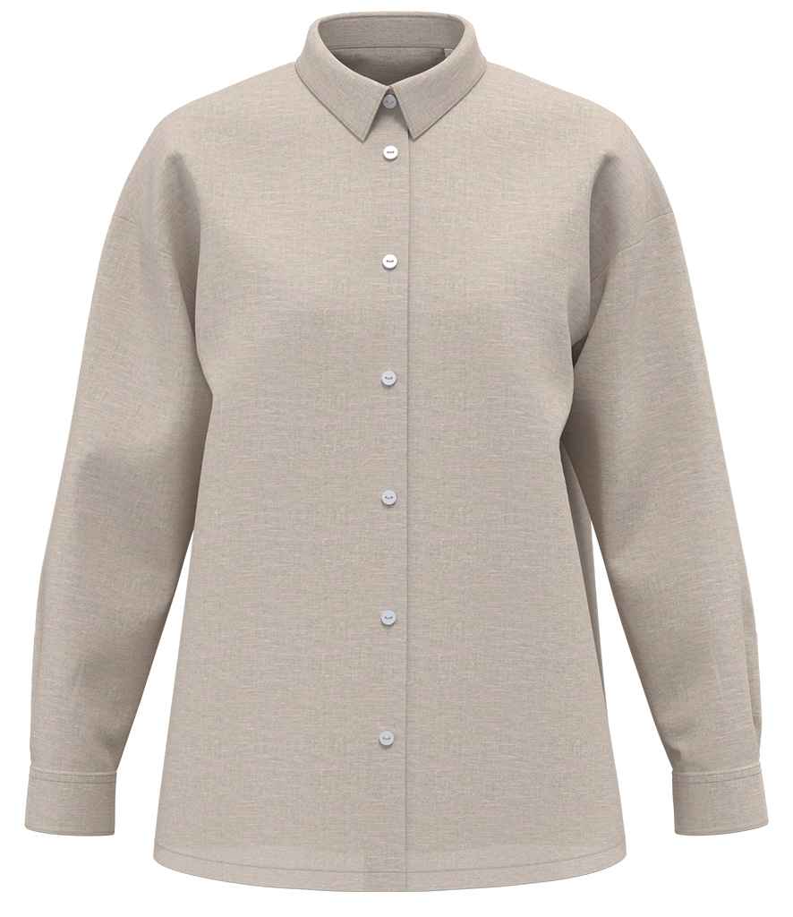 Spasso Ladies Long Sleeve Oversized Linen Shirt in Linen