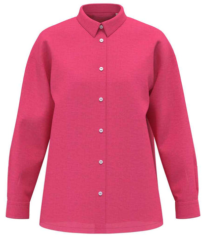 Spasso Ladies Long Sleeve Oversized Linen Shirt in Raspberry Sorbet