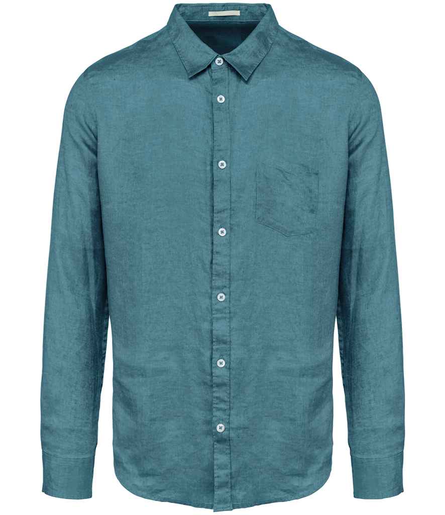 Spasso Long Sleeve Linen Shirt in Adriatic Blue