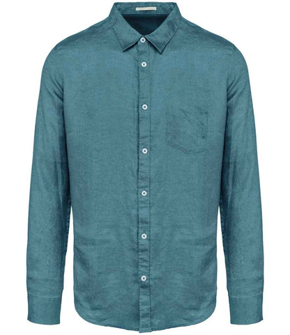 Spasso Long Sleeve Linen Shirt in Adriatic Blue