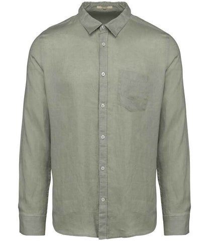 Spasso Long Sleeve Linen Shirt in Almond Green