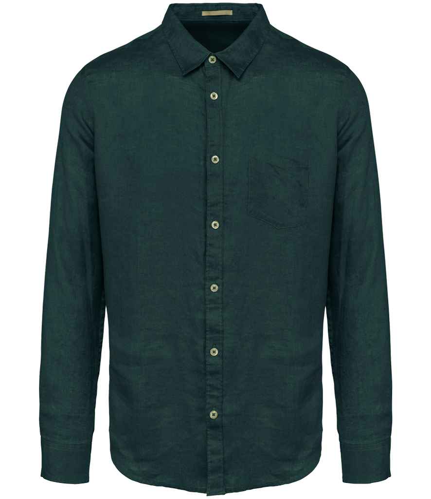 Spasso Long Sleeve Linen Shirt in Amazon Green