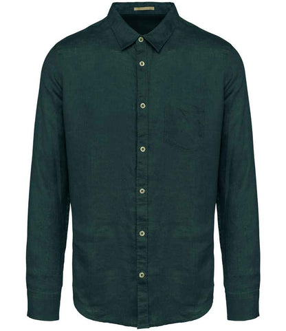 Spasso Long Sleeve Linen Shirt in Amazon Green