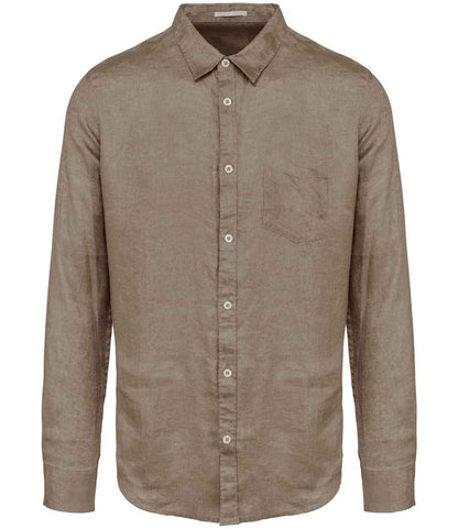 Spasso Long Sleeve Linen Shirt in Coffee Cream