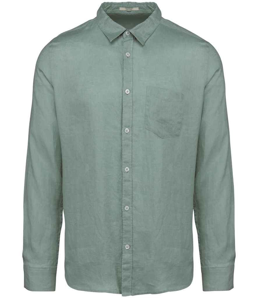 Spasso Long Sleeve Linen Shirt in Jade Green
