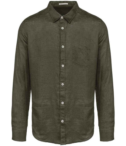 Spasso Long Sleeve Linen Shirt in Organic Khaki