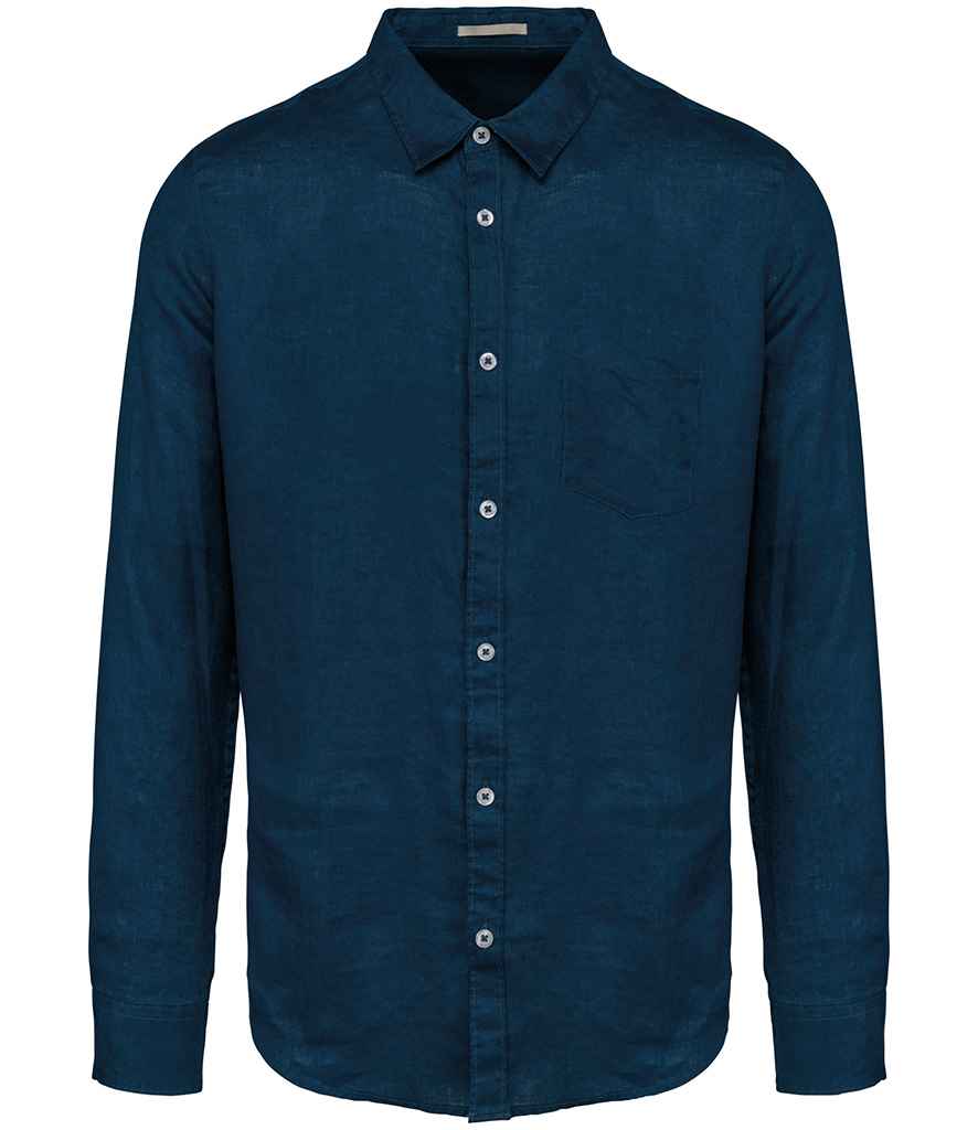 Spasso Long Sleeve Linen Shirt in Peacock Blue