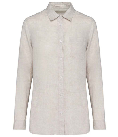 Spasso Ladies Long Sleeve Linen Shirt in Linen