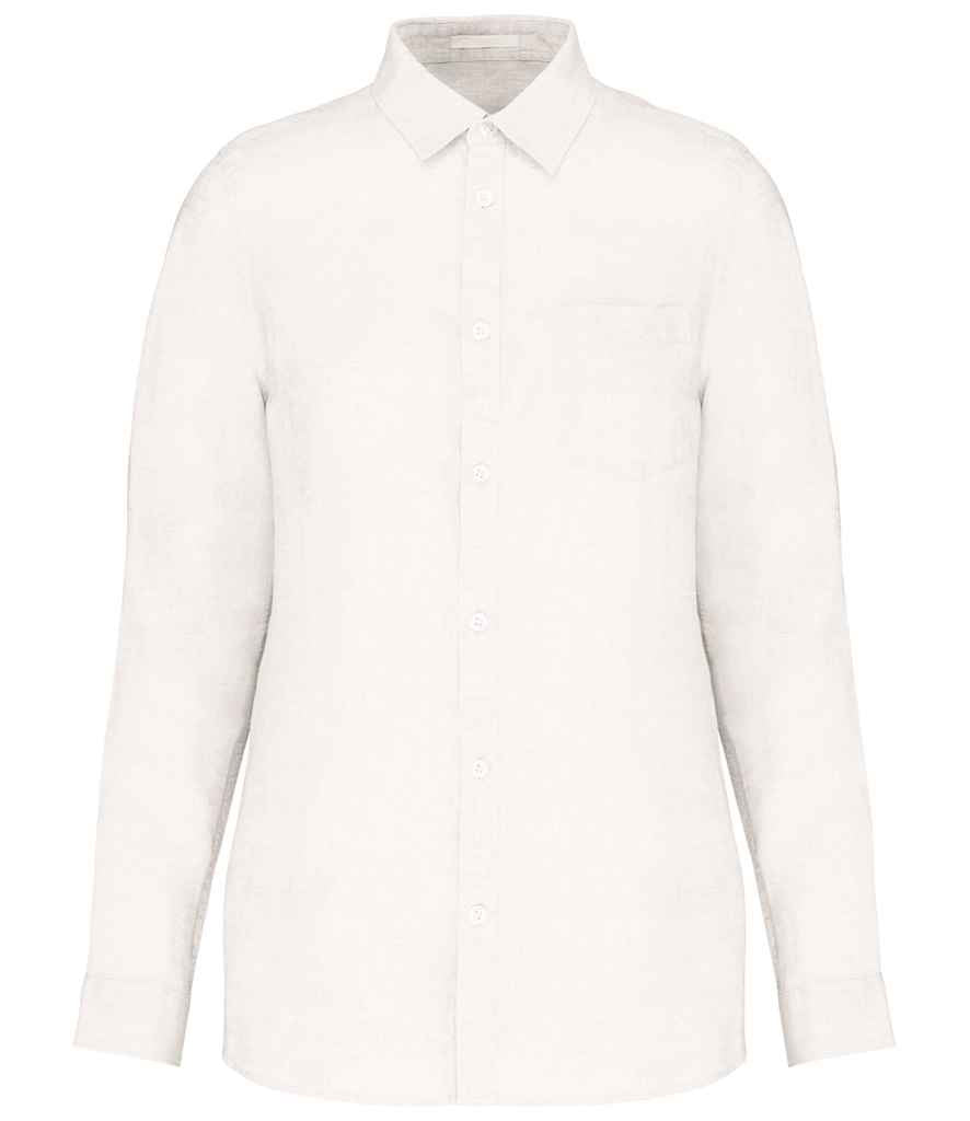 Spasso Ladies Long Sleeve Linen Shirt in White