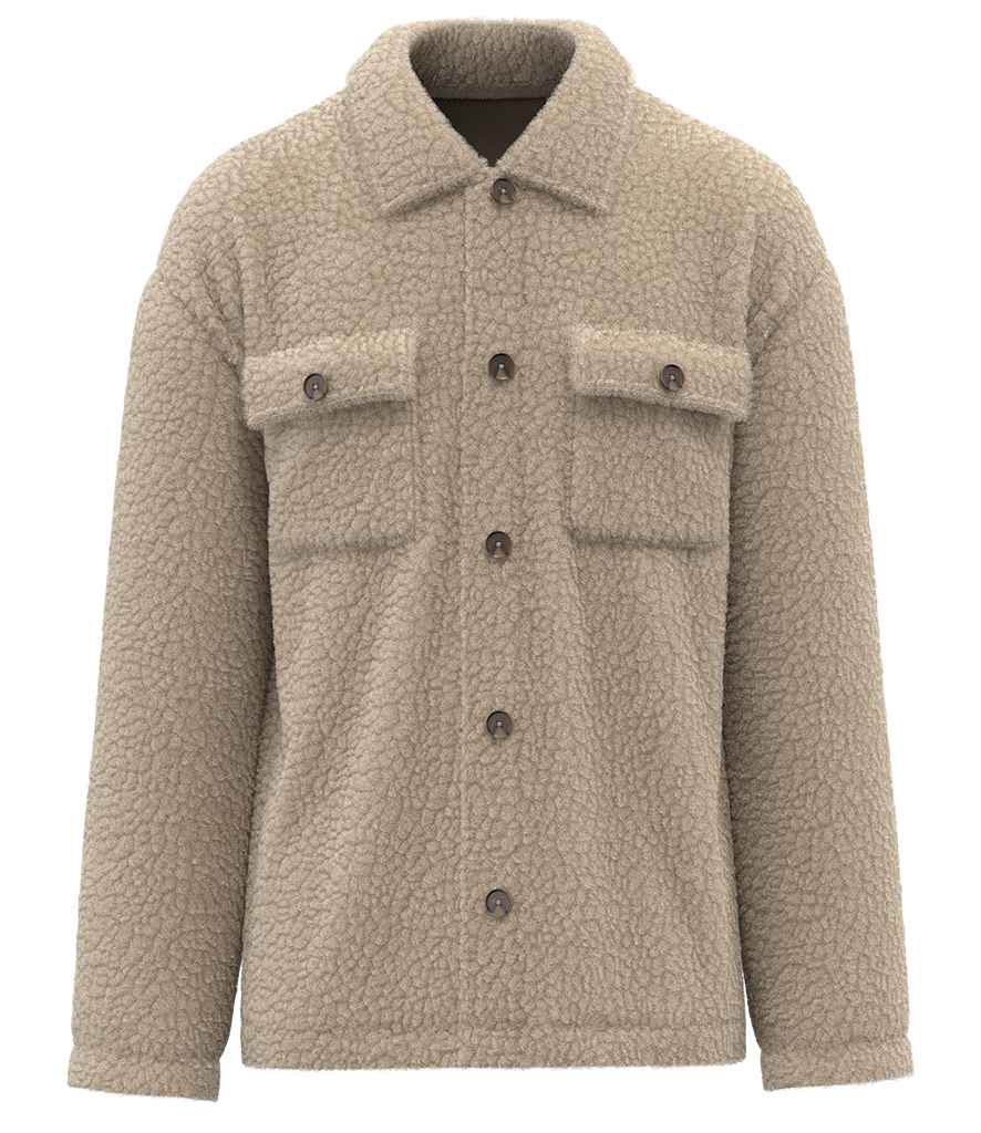 Spasso Unisex Sherpa Drop Shoulder Overshirt in Wet Sand