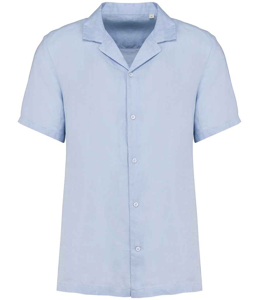 Spasso Short Sleeve Linen Shirt in Linen Blue