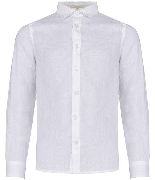 Spasso Kids Long Sleeve Linen Shirt in White