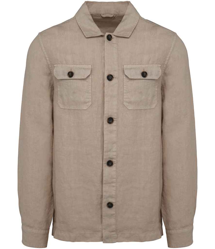Spasso Linen Washed Overshirt in Washed Linen Sand