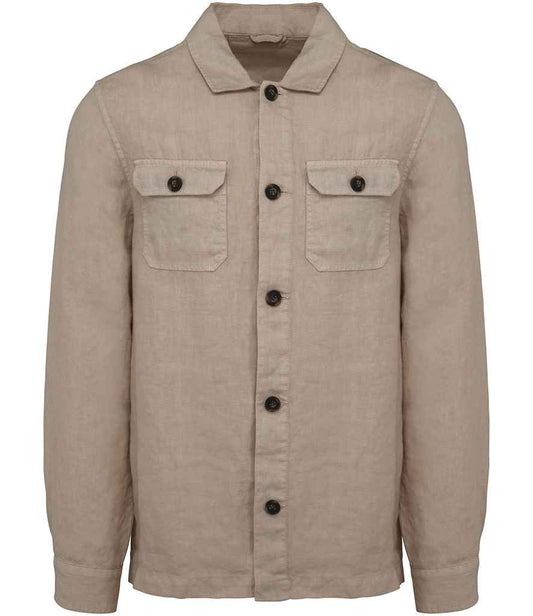 Spasso Linen Washed Overshirt in Washed Linen Sand