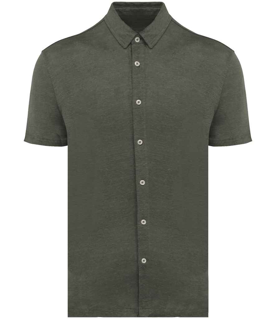 Spasso Short Sleeve Linen Shirt in Organic Khaki